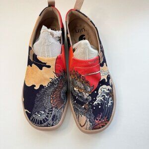 Mens Size 7.5 UIN Slip On Shoes Canvas Comfortable Loafer Colorful Creature